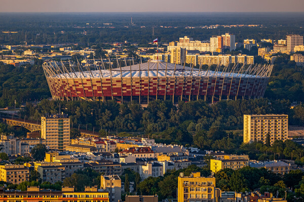 National Stadium In Warsaw At Sunset Picture Board by Artur Bogacki