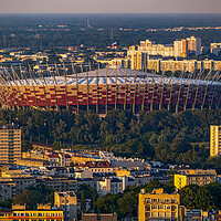Buy canvas prints of National Stadium In Warsaw At Sunset by Artur Bogacki