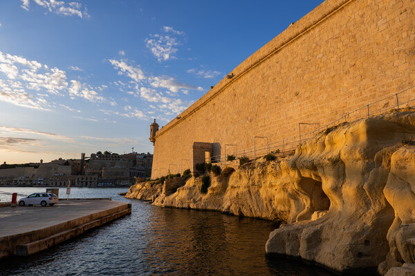 Fort St Angelo Wall at Sunset In Birgu, Malta Picture Board by Artur Bogacki