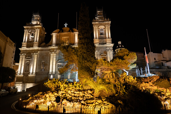 St Lawrence Church at Night in Birgu, Malta Picture Board by Artur Bogacki