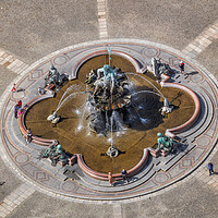 Buy canvas prints of Neptune Fountain In Berlin Aerial View by Artur Bogacki