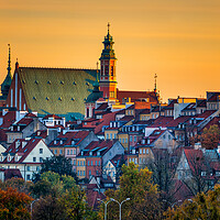 Buy canvas prints of Sunset At Warsaw Old Town In Poland by Artur Bogacki