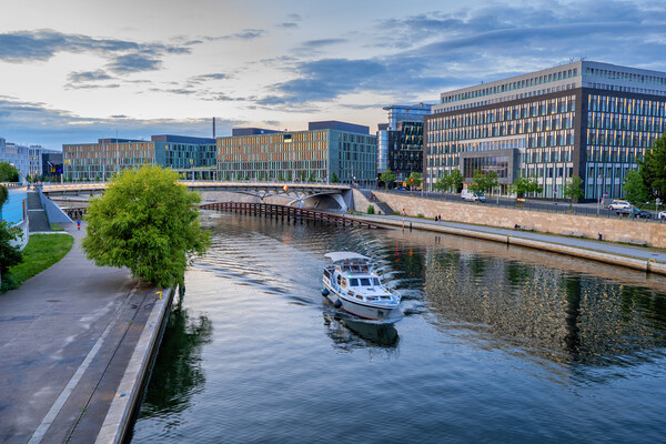 Central Berlin River View Picture Board by Artur Bogacki