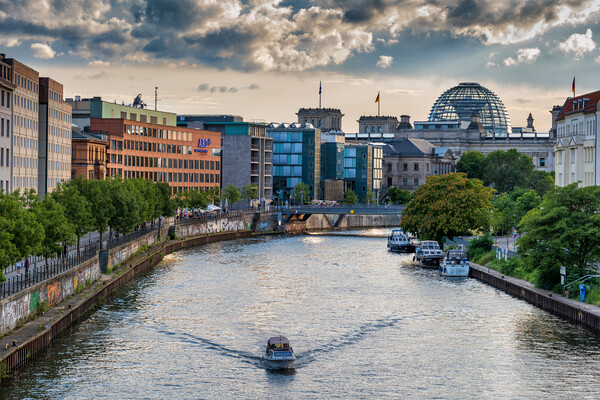 Berlin City Center River View Skyline Picture Board by Artur Bogacki