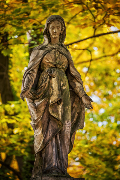 Hooded Lady In Dress Cemetery Sculpture Picture Board by Artur Bogacki