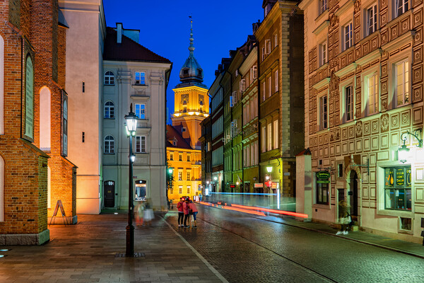 Street In Warsaw Old Town At Night Picture Board by Artur Bogacki