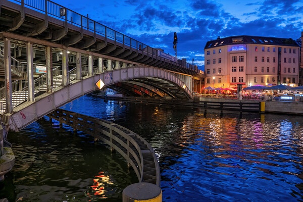 Friedrichstrasse Station Bridge In Berlin At Twilight Picture Board by Artur Bogacki