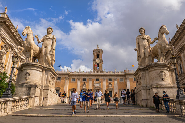 Castor And Pollux At Capitoline Hill In Rome Picture Board by Artur Bogacki