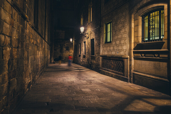 Bracelona Gothic Quarter By Night Picture Board by Artur Bogacki