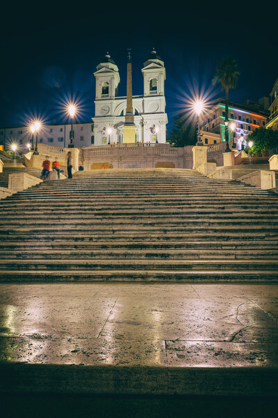Vintage Stylized Spanish Steps In Rome Picture Board by Artur Bogacki