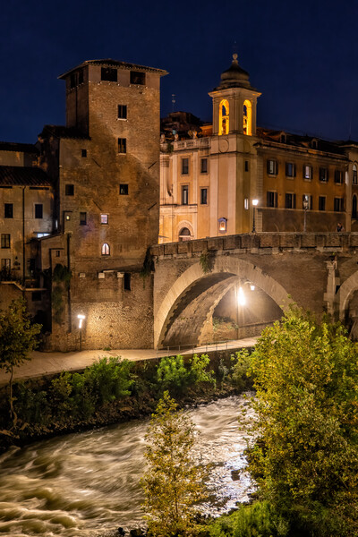 Pons Fabricius And Tiber Island In Rome Picture Board by Artur Bogacki