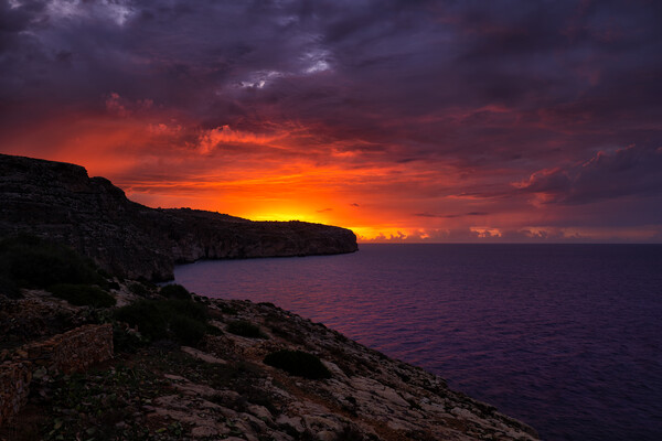 Sunrise By The Sea In Malta Picture Board by Artur Bogacki
