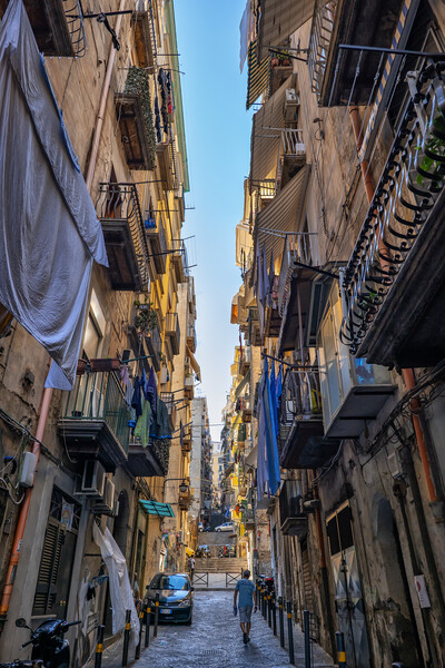 Narrow Street Houses In Spanish Quarter In Naples Picture Board by Artur Bogacki