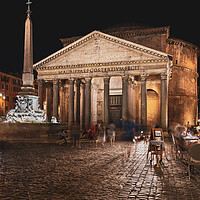 Buy canvas prints of The Pantheon Temple At Night In Rome by Artur Bogacki
