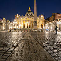 Buy canvas prints of St Peter Square And Basilica At Night In Vatican by Artur Bogacki