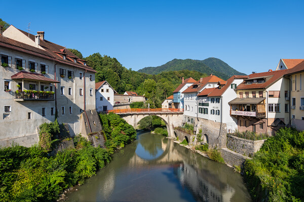 Skofja Loka Picturesque Old Town In Slovenia Picture Board by Artur Bogacki