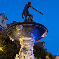Buy canvas prints of Neptune Fountain At Night In Gdansk by Artur Bogacki