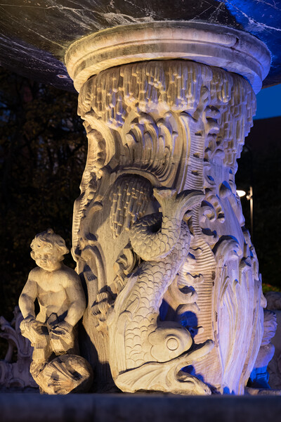 Sculptured Plinth Of Neptune Fountain In Gdansk Picture Board by Artur Bogacki