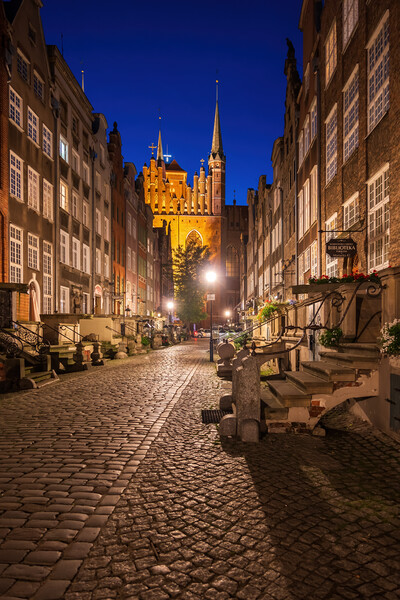 Mariacka Street At Night In Old Town Of Gdansk Picture Board by Artur Bogacki