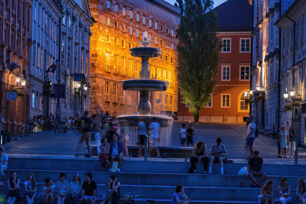 New Square Fountain In Ljubljana Picture Board by Artur Bogacki