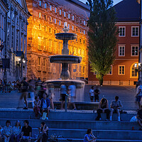 Buy canvas prints of New Square Fountain In Ljubljana by Artur Bogacki
