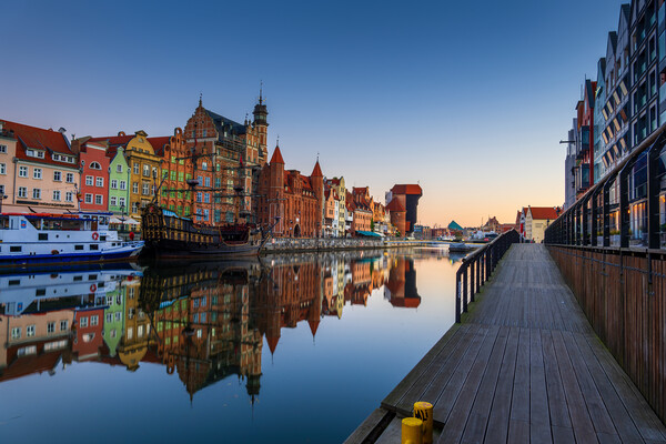 City Skyline Of Gdansk At Dawn In Poland Picture Board by Artur Bogacki