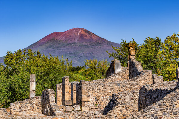 Mount Vesuvius Volcano And Pompeii Ruins Picture Board by Artur Bogacki