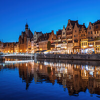 Buy canvas prints of Historic Skyline Of Gdansk Old Town By Night by Artur Bogacki