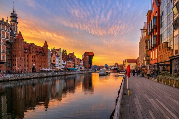 City Of Gdansk At Golden Hour Picture Board by Artur Bogacki