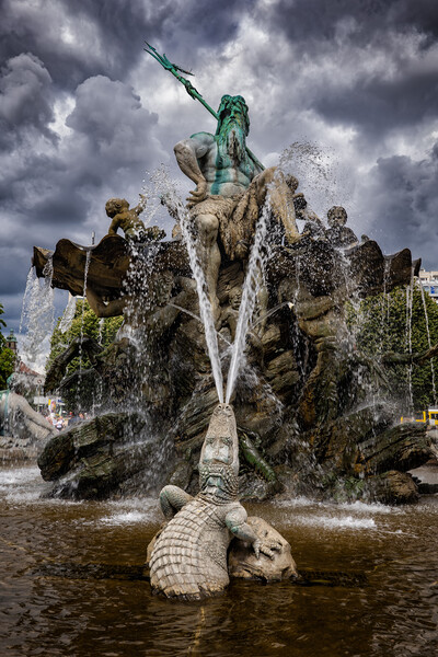 Neptune And Crocodile Fountain In Berlin Picture Board by Artur Bogacki