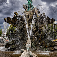 Buy canvas prints of Neptune And Crocodile Fountain In Berlin by Artur Bogacki