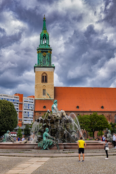 Neptune Fountain and St Mary Church in Berlin Picture Board by Artur Bogacki