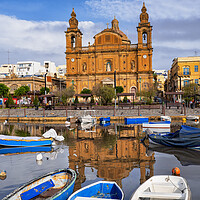 Buy canvas prints of Msida Marina And St Joseph Church In Malta by Artur Bogacki