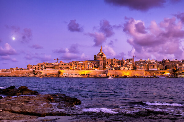 Valletta Skyline At Dusk From Manoel Island Picture Board by Artur Bogacki