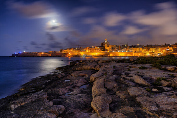 Valletta By Night From Manoel Island In Malta Picture Board by Artur Bogacki