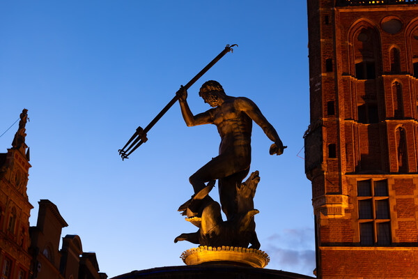 Evening at Neptune Fountain in Gdansk Picture Board by Artur Bogacki