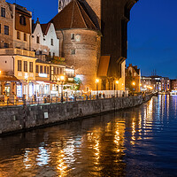 Buy canvas prints of Old Town Of Gdansk By Night River View by Artur Bogacki