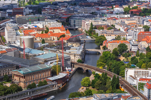 Berlin Aerial View With Museum Island At River Spree Picture Board by Artur Bogacki