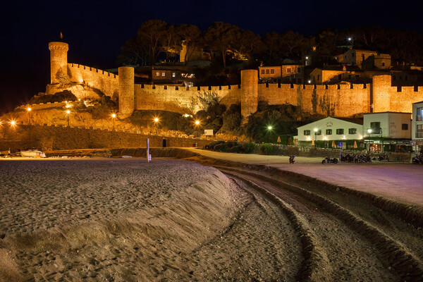 Medieval Wall at Night in Tossa de Mar Picture Board by Artur Bogacki