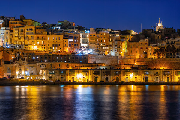 Valletta City Skyline At Night In Malta Picture Board by Artur Bogacki