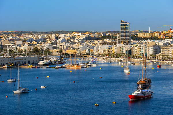 Marsamxett Harbour And Gzira Skyline In Malta Picture Board by Artur Bogacki