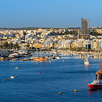 Buy canvas prints of Marsamxett Harbour And Gzira Skyline In Malta by Artur Bogacki