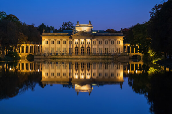 The Palace on the Isle at Night in Warsaw Picture Board by Artur Bogacki
