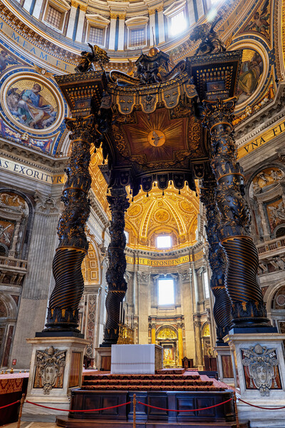 Papal Altar And Baldacchino In St Peter Basilica Picture Board by Artur Bogacki