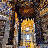 Buy canvas prints of Papal Altar And Baldacchino In St Peter Basilica by Artur Bogacki