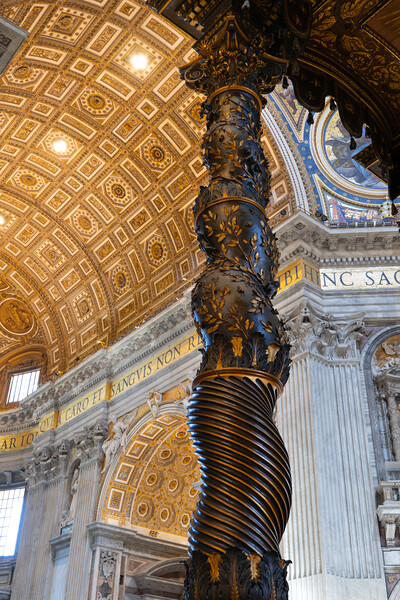 Baldacchino Column By Bernini In St Peter Basilica Picture Board by Artur Bogacki