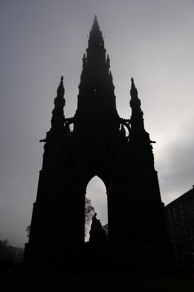 Scott Monument Silhouette In Edinburgh Picture Board by Artur Bogacki