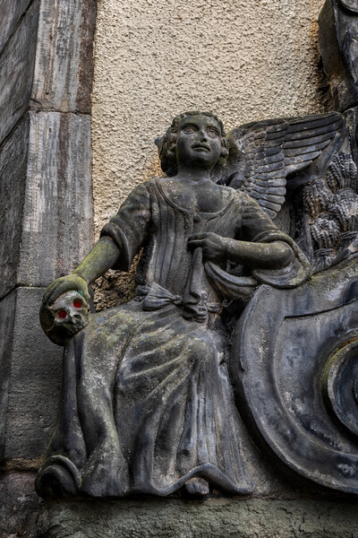 Angel With Skull In Greyfriars Kirkyard In Edinburgh Picture Board by Artur Bogacki