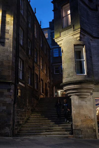 Narrow Alley By Night In Medieval Edinburgh Picture Board by Artur Bogacki