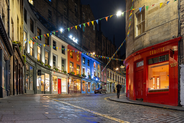 Victoria St and W Bow in Edinburgh at Night Picture Board by Artur Bogacki